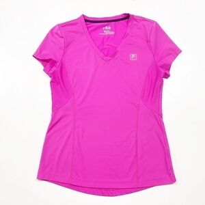 Fila magenta athletic v-neck short sleeve shirt